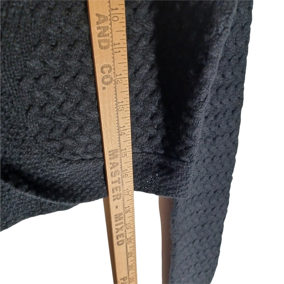 NEW NORDSTROM Lamb's Wool Blend Black Knit Cropped Button Front Cardigan Sweater - Picture 7 of 7